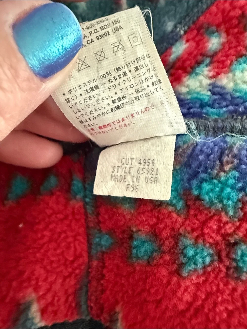 Vintage 1990s Patagonia Synchilla Fleece Aztec Beanie Kids Medium Made in USA